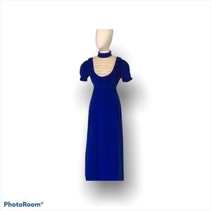 Vintage Royal blue velvet maxi dress
